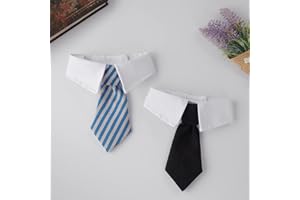 Molain 2 papillon per cani e gatti, collare per gatti, papillon regolabile per cuccioli, cravatte formali per cani e gatti, cravatta per cani, costumi per cani, 30 cm, nero + blu a righe