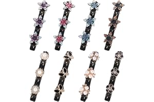 Dacitiery 8 Stück Haarspange mit Kristallblume, Kolibri Haarspange mit 3 Clips, Funkelnde Kristallstein Geflochtene Haarspangen, Doppelschicht Haarklammer, Entenschnabel Haarschmuck für Damen Mädchen