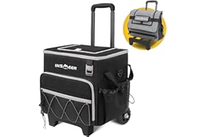 INSMEER Borsa termica grande con ruote, 40 l/60 can, pieghevole, impermeabile, per la spesa, per spiaggia, campeggio, picnic, spesa