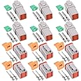 Glarks 78Pcs 6 Pin Way Sealed Gray Male and Female Auto Waterproof Electrical Wire Connector Plug 22-16AWG Connector for Motorcycle, Scooter, Car, Truck, Boats
