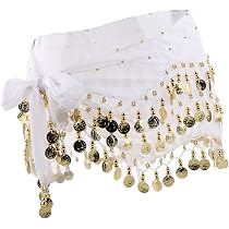 Ceinture Pour Danse Du Ventre - 3 Rangées De 128 Pièces De Monnaie - Mousseline De Soie - Taille Unique Ajustable - 3