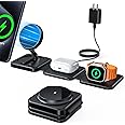 Hinyx 3 in 1 Fast Magnetic Wireless Charger for iPhone 15/14/13/12 Series, iWatch S2-S9, AirPods 2/Pro/3 (with QC 3.0 Adapter)