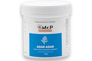 Mr.P Ingredients Agar Agar Poudre 500g Pot, Gelifiant Alimentaire Naturel et Végétal pour Gelées, Desserte, Cuisine Moléculaire et Mixologie, Sans Gluten, Sans OGM, Gélatine Halal, Kasher