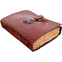 Bloc Note Grimoire En Cuir Urbain - Livre Des Ombres Wicca Avec Triple Lune Journal Intime Adulte