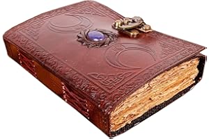 ALCRAFT Carnet de sorts vintage en cuir celtique triple lune Grimoire noir Livre des ombres pour homme et femme, carnet d'écriture Wicca, païen, sorcellerie, pages vierges non lignées, 7 x 5 Inchs