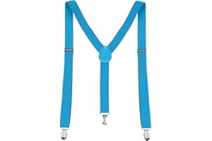 ALLEGRA K sourcing map Women's Suspenders Metal Clips Adjustable Elastic Band Y Shaped Suspender One Size Blue