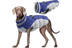 Kuoser Cappotto Invernale per Cani, Giacca Calda Impermeabile per Cane con Fodera in Pile, Gilet Riflettenti con Colletto in Pelliccia & Cerniera, Antivento Animali Domestici Abbigliamento da Esterno