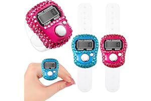 Fiada 2 Compteurs de Doigts Électroniques Compteurs Numériques LED à 5 Chiffres Compteurs de Tours Compteurs Manuels Réinitialisables Compteurs de Comptage avec Anneau