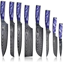Set De 8 Couteaux De Cuisine Küchenkompane Kasshoku - Acier Inoxydable 7CR17 - Manche Résine Époxy