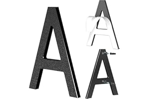 Yafimea Número de casa exterior 15 cm negro, Números para casa con instalación adhesiva o con tornillos, diseño moderno flotante 3D para pared o valla (A)