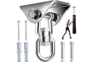Cisivis Gancho de techo 450 kg, soporte para saco de boxeo, soporte de techo giratorio 360°, gancho para colgar sillón, columpio, soporte de techo para exterior e interior, acero inoxidable resistente