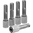 Yakamoz 5 Pack SDS Plus to 1/4" Hex Adapters, SDS-Plus to Hex Socket Converter Quick Change 1/4 Inch Hex Bit Holder for Rotary Hammer Conversion Tool