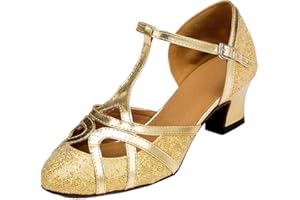 MGM-Joymod Chaussures de danse latine modernes à bout fermé et bride en T - pour les mariages, les soirées, les bals - pour femme
