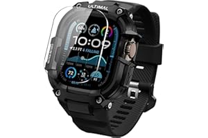 ULTIMAL compatible with Apple Watch Ultra Strap, Military Protective Bumper Case,Rugged TPU iWatch Strap, Adjustable Band for Apple Watch Ultra 1/2 Men (49mm, Black 2)