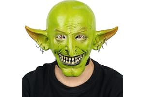 PartyHop Goblin czarodziej maska lateksowa na całą głowę, realistyczne maski, mity, fantazyjny kostium, na Halloween, karnawał, przyjęcie urodzinowe (zielona)
