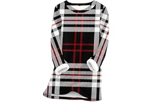 HAOLEI Fleece Lined Jumper Ladies UK Sale Clearance,Winter Warm Christmas Sweatshirt Ladies Vintage Argyle Print Plush Sweater Pullover Sweater Casual Thick Velvet Plaid Fleece Tops Plus Size 8-22