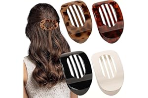 OYIFAN 4 Pack Flat Claw Clips for Women - Curved Non-Slip Hair Clips for Sleeping & Driving, Matte Strong Hold Hair Accessories for Thin/Thick Hair (Leopard), Hair Clips Women, Hair Claw Clips