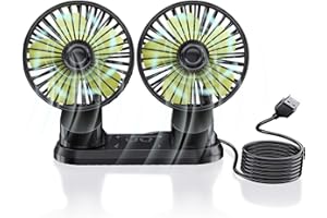Ymenow USB Cooling Fan, 5V Mini Dual-Head Portable Electric Car Desk Fans & Cooling Table Cooler Fan with 360 Degree Rotation and 3 Powerful Speeds for Car Dashboard Room Bedroom Desktop Home Use