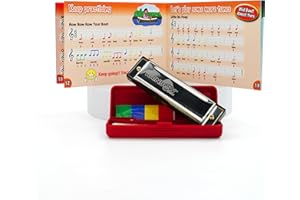 Rainbow Colours Harmonica for Kids - 4 Hole Sticker Kids Harmonica, Playbook and Completion Certificate for Musical Educational - 4 Hole Easy Play