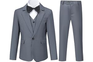 Sliktaa Jungen 3 Stück Anzüge EIN Knopf Revers Kragen Anzüge Hochzeit Geburtstag Party Prom Performance Anzug Blazer Weste Hose Multicolour
