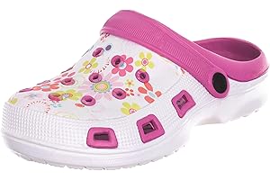 Brandsseller Damen Clogs Pantoffel Schuhe Gartenschuhe Hausschuhe - Rot/Weiß, Gelb/Weiß und Blau/Weiß mit Muster Gr. 36-41 Gemustert (40, Pink/Weiß)