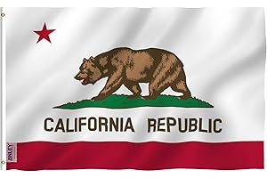Anley Fly Breeze 3x5 stóp Flaga stanu Kalifornia - Żywy kolor i odporność na blaknięcie - Płócienny Nagłówek i podwójne szwy - Kalifornijskie flagi Poliester z mosiężnymi przelotkami 3 x 5 stóp