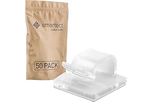 smartect Supporto Cavi Autoadesivo Transparente [50 Pezzi] Fermacavi a Muro per Fissare Luci Decorative, Cavi USB, Elettrici e di Ricarica, Clip per Gestione Cavi sulla Scrivania