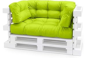 Spatium Palettenkissen Set abnehmbar Bezug wasserdicht gesteppt Palettenauflage Palettenpolster Palettensofa Palettenmöbel Apfelgrün 4er Set