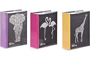 PFENNIG N SQUID LTD Pfennig N Squid 3 Pack 6'' x 4'' Slip In Photo Album Holds 360 Photos Zen Elephant Giraffe Flamingos