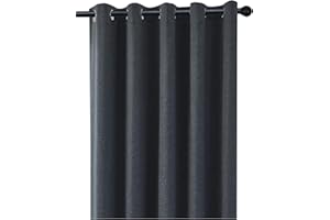 COASTLINE Luna brushed blackout eyelet curtains Charcoal Dark Grey thermal insulated window treatment 2 panels blinds floor curtains for bedroom,Livingroom,Kids nursery room Width 90" x Drop72