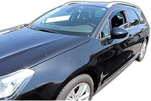 J&J AUTOMOTIVE | Heko Deflecteurs d'air Déflecteurs de Vent Compatible avec C5 4/5P. Berlina 2008-2017, Ensemble 2 pièces, Noir, Fumé, Aérodynamique, Montage Facile