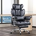 rattantree Executive Office Desk Chair, Ergonomic Computer Leather Chair with Footrest, PU Heavy Duty Recliner with Lumbar Support, Big High Back Swivel Chair-Black