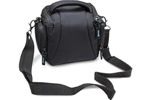 Bodyguard DSLR/DSLM Kamera Tasche mit Zubehörfächern I Schutz gegen Stöße & Wetter I Für Bridge- & Systemkamera I Komfortabler Tragegurt I Schwarz