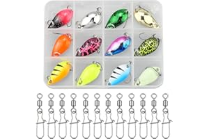 LAKSOL 12 Pezzi Cucchiaino Esca da Pesca, Esche Artificiali Spinning, Esche per la Pesca Alla Trota, Accessori Pesca con Scatola per Trota Luccio Persico