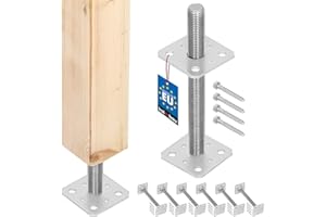 KOTARBAU® Set di 6 Supporto per pali 80x80x250 mm regolamentato filettatura per recinzioni travi in legno zincato Manicotto di ancoraggio staffa pavimento
