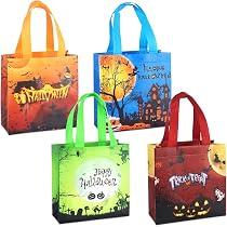4 Borse In Tessuto Non Tessuto Per Halloween: Sacchetti Regalo Con Manici A Tema Zucca E Fantasmi
