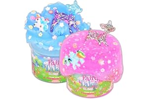 ToysButty 2 Schleim Set mit Klarer Slime Und Cloud WolkenSchleim für Kinder, Vorgefertigt in Behältern, Erstellen Sie mit MärchenThemen, 6 Zubehör Schleim selber Machen Set Jungen Mädchen Kinder Toys