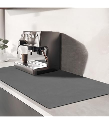 TENQUAN Keukendroogmat, waterabsorberend, 40 x 30 cm, met antislip onderkant, koffiezetapparaat, afdruipmat, werkbladbescherming (donkergrijs TENQUAN Keukendroogmat, waterabsorberend, 40 x 30 cm, met antislip onderkant, koffiezetapparaat, afdruipmat, werkbladbescherming (donkergrijs