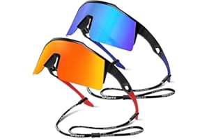Tobriavor 2 Pièces Lunette de Soleil Enfant, Polarisées Lunettes de Cyclisme Protection UV400 Lunettes de Cyclisme Lunettes Sport Vitesse pour 4-14 ans Garçons Filles