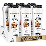 Schwarzkopf Gliss Nutrimento 2in1 Shampoo + Balsamo, 6 confezioni da 250ml, Shampoo e balsamo per capelli secchi e danneggiat