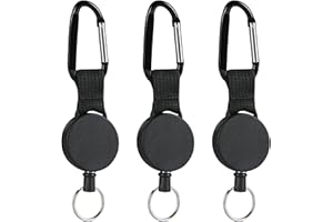 Vicloon Llavero Retráctil, 3 piezas Tarjeta de Identificación Llavero Retráctil,con 80cm/31pulgadas de Alambre de Acero Cuerda, Mosquetón Llavero Multiherramienta para Clip de Cinturón