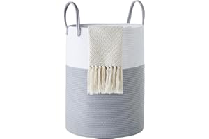 YOUDENOVA Cesto Ropa Sucia de Algodón Cesta Plegable Cesta almacenaje de Cuerda Tejida con asa 58L Gris