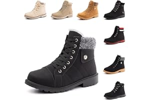 Winterstiefel Damen Gefüttert Winterschuhe Kurzschaft Stiefel Bequeme Stiefeletten Damen Schneestiefel rutschfeste Frauen Schwarz Braun Pink 36-43 EU