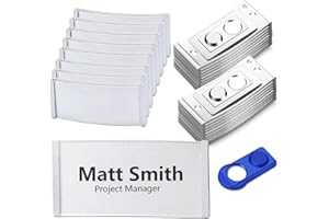 HOLAHOLA 30 pezzi Porta Badge Magnetico Targhette Portanome, Badge Portanome Trasparenti per Abbigliamento, Può essere aperto per cambiare i nomi Etichette di lavoro riutilizzabili (Argento)