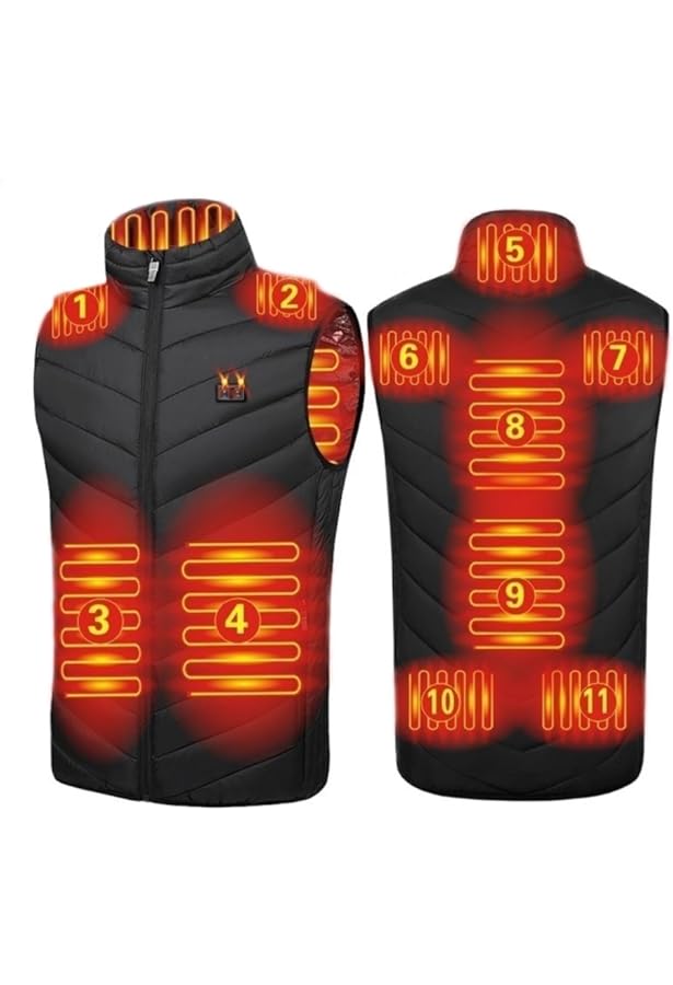 DriveNova Sweatshirt met capuchon, verwarmbaar, voor heren en dames, met accu, 10.000 mAh, elektrische USB-jas, verwarmbaar, voor hardlopen, vissen, kamperen, Zwart, M