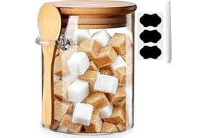 YALUCKY Tarros de vidrio con tapa hermética y cuchara, recipientes de vidrio para almacenamiento de alimentos, té/azúcar/especias, recipientes de sal de baño (1 unidad)