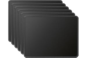 KTRIO Mouse Pads, 275 x 215 mm Mouse Pads [30% Larger] with Stitched Edges, Waterproof Mouse Pads with Non-Slip Rubberised Base, Washable, Wear-Resistant, Durable Mouse Pads, Black (Pack of 6)