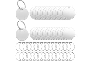 Dtoterul Edelstahl Anhänger Blanko 30 Stück Hundemarke Rohling Rund Gravur Edelstahl Rohlinge Dog Tags Schlüsselanhänger Beschriftbar Leere Anhänger Tags Diy Making Kit