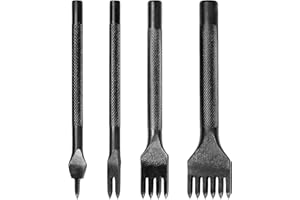 KEWAYO 4 pezzi Punzone per cuoio, 1/2/4/6 denti Set di attrezzi per cucire per il cucito fai da te della pelle(5mm)