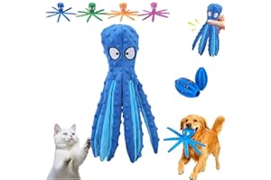 FJALDJFU Whiskerspot Octopus Dog Toy, Eco-Friend Octopus Plush for Dogs, No Stuffing Crinkle Interactive Chew Toys, Squeaky Dog Interactive Toy for Small, Medium and Large Dog Indoor Outdoor Play (1PC)